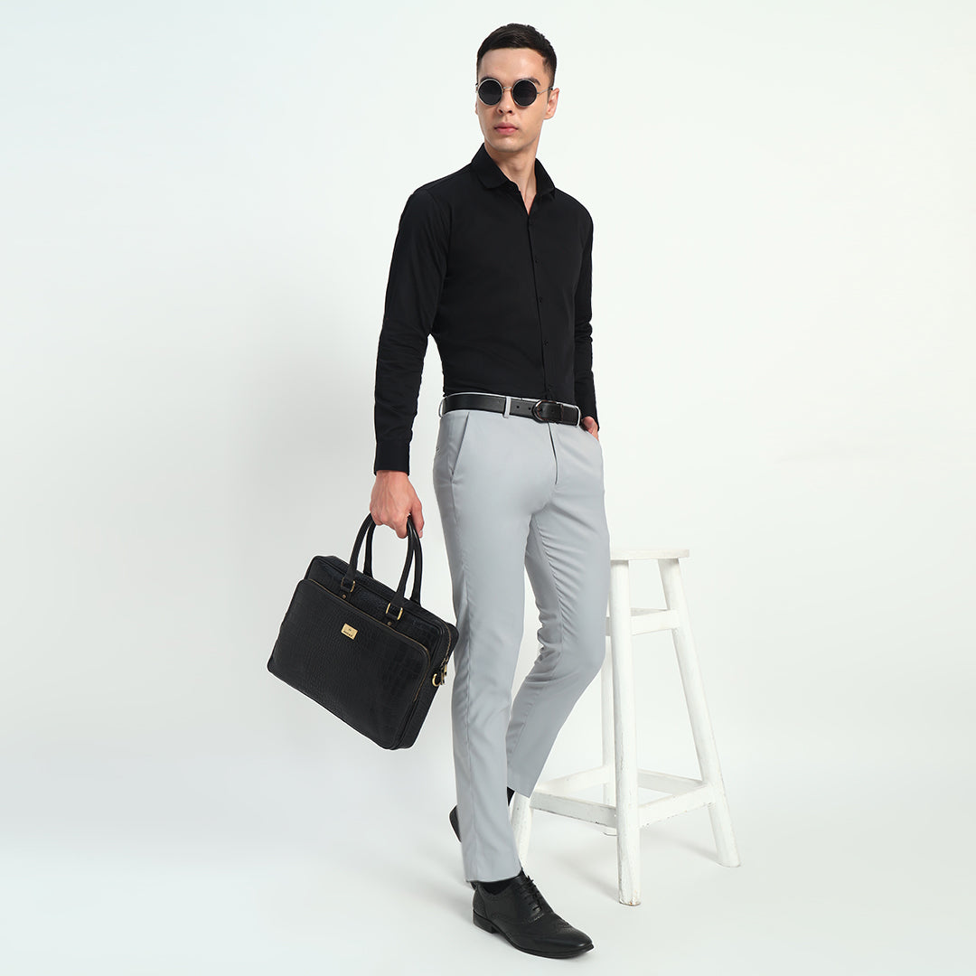 Croco Leather Laptop Bag