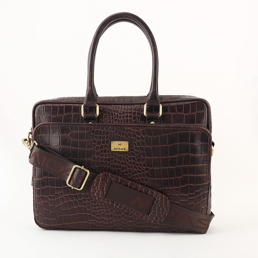 Croco Leather Laptop Bag