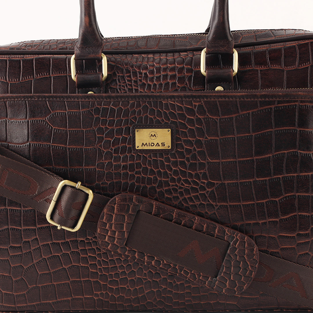Croco Leather Laptop Bag