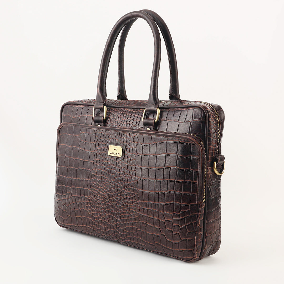 Croco Leather Laptop Bag