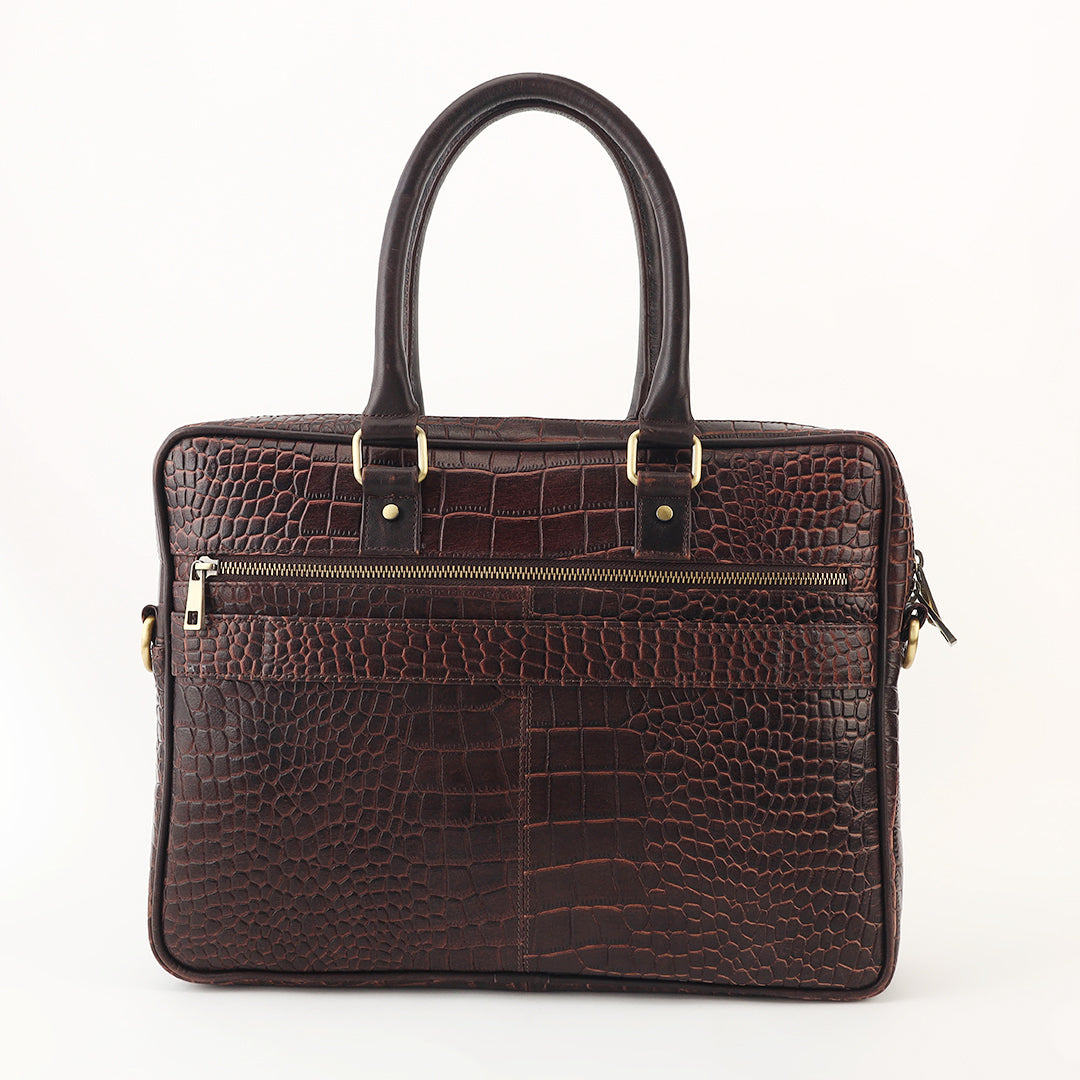 Croco Leather Laptop Bag