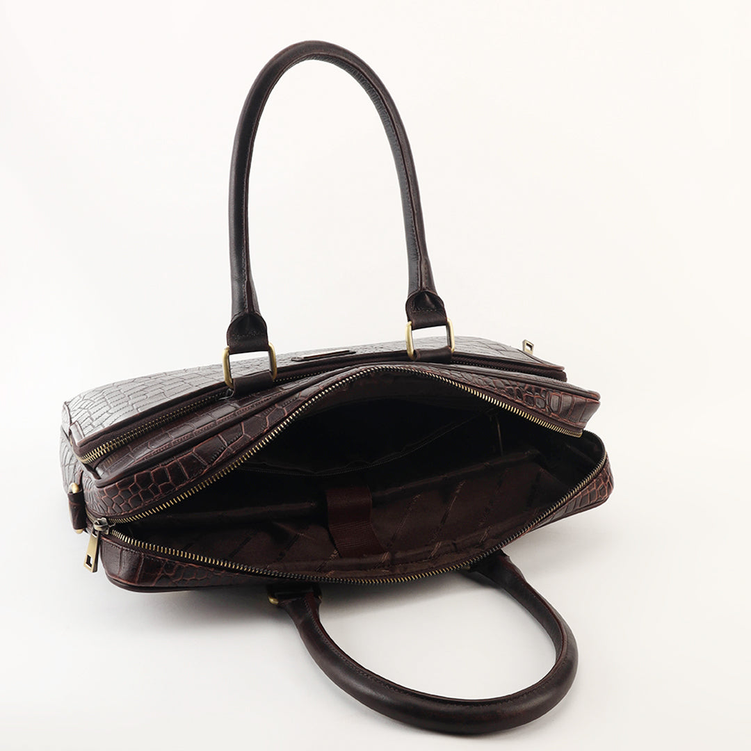 Croco Leather Laptop Bag