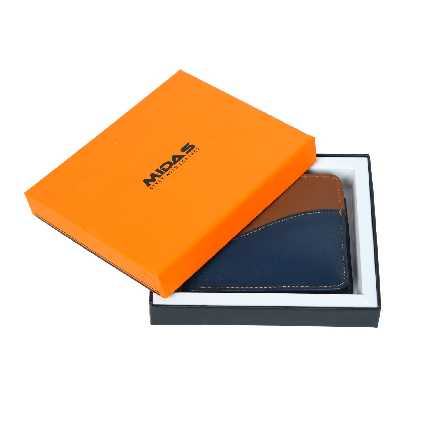 Men Two Tone Genuine Leather Wallet