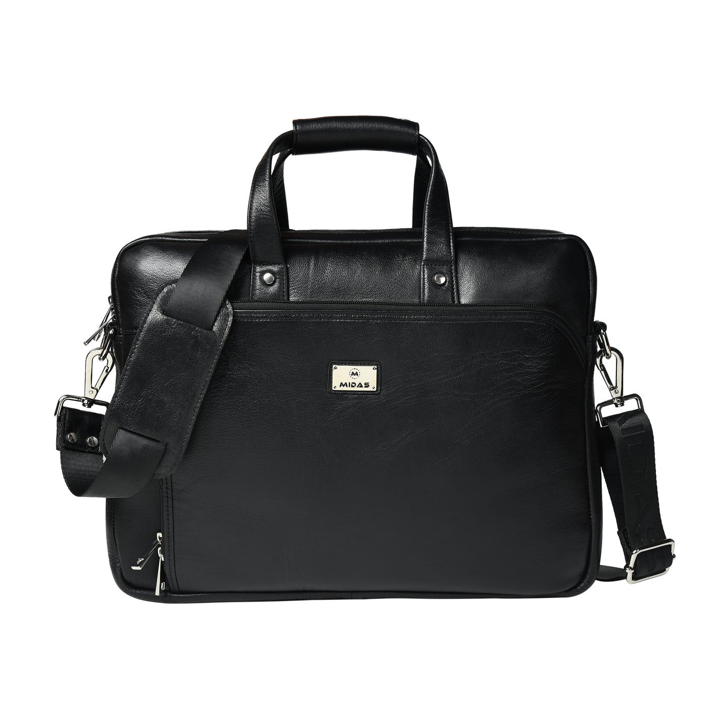 Men Double Partition Leather Laptop Bag