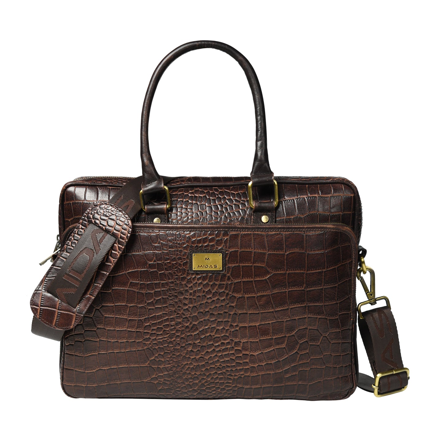 Croco Leather Laptop Bag