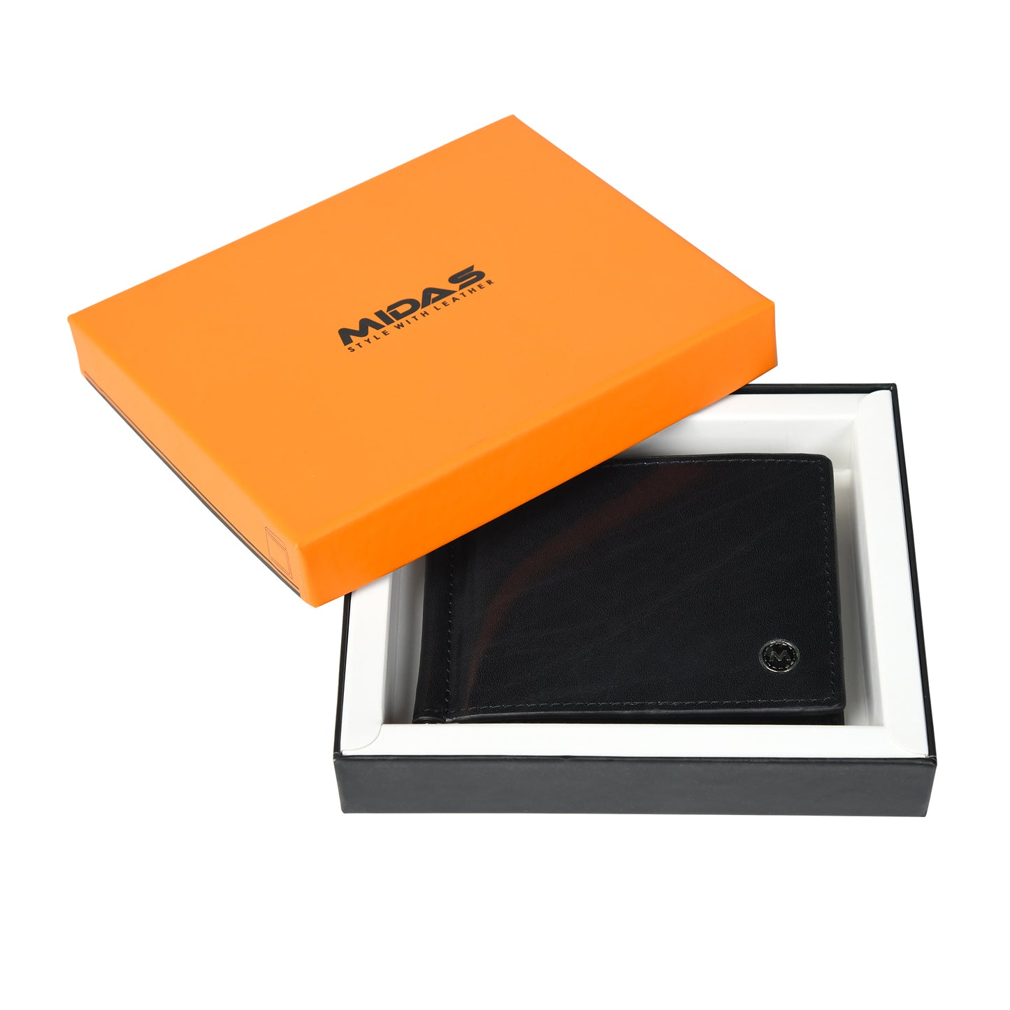 Black Handmade Leather Wallets inside Box Photo