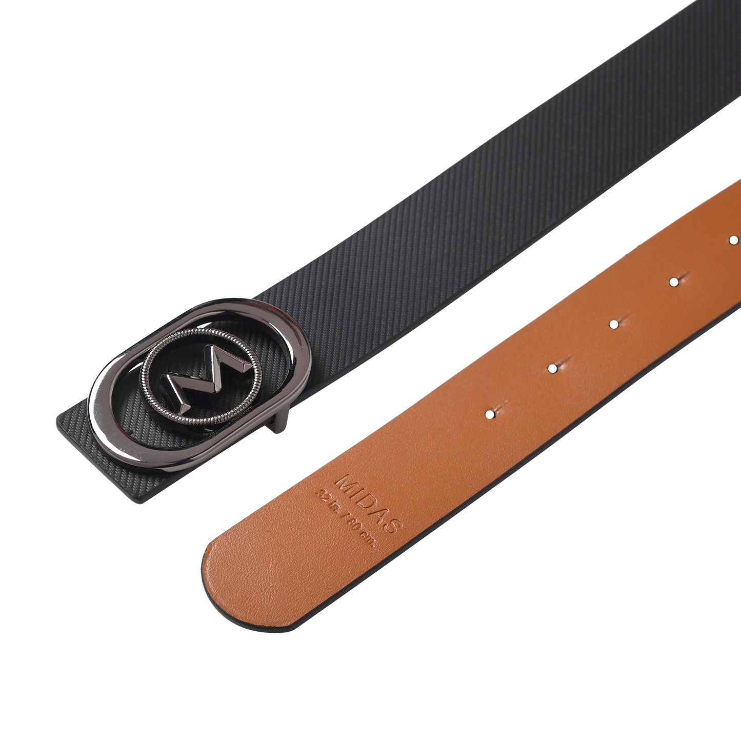 Face to Face Reversible Leather Belt with Midas Signature Buckle