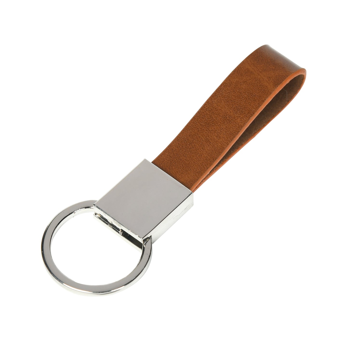Premium Leather Key Ring with Fabric Pattern Design