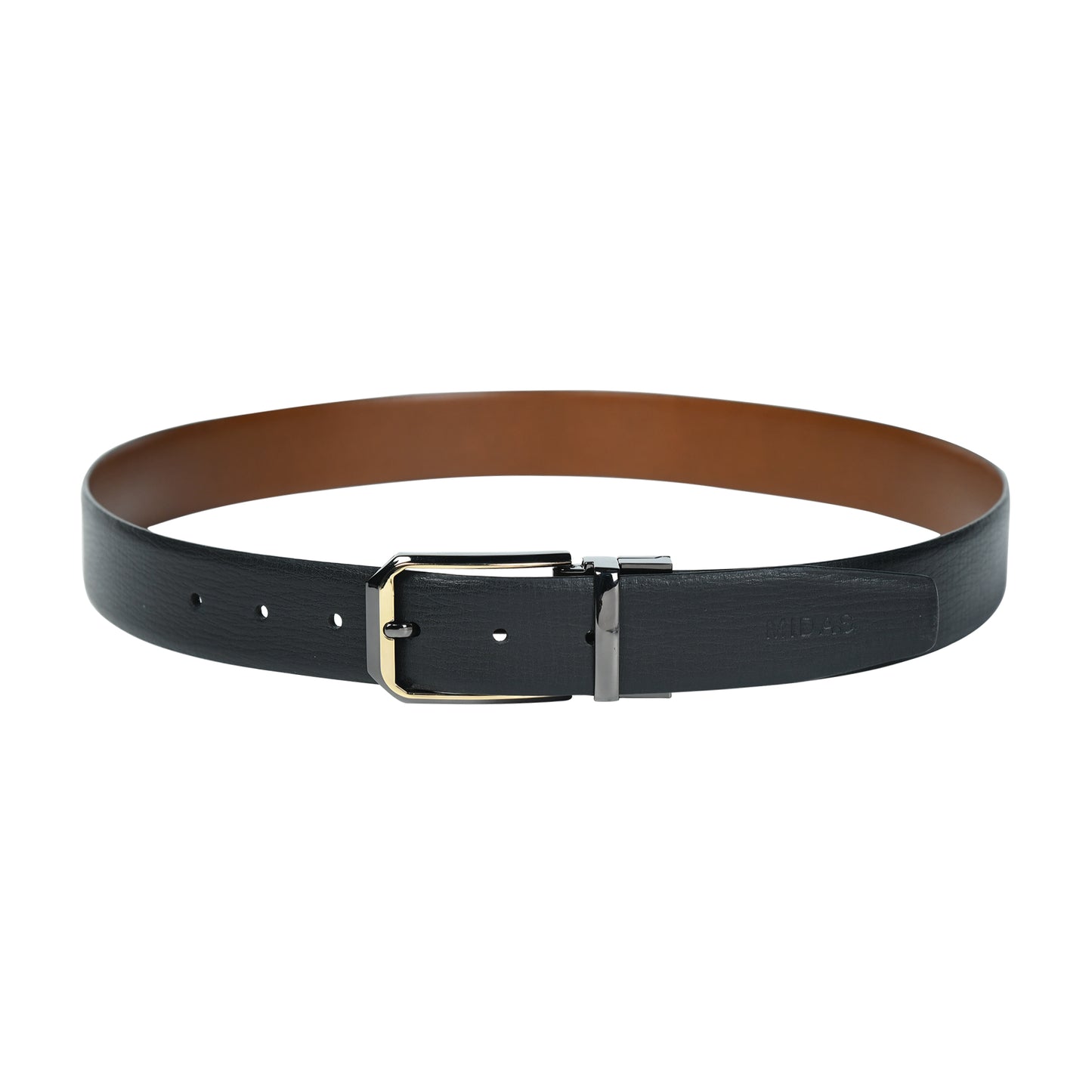 Midas Premium Reversible Leather Belt With Premium Buckle