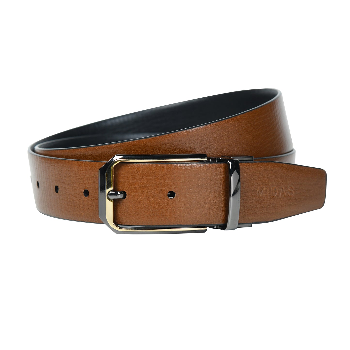 Midas Premium Reversible Leather Belt With Premium Buckle