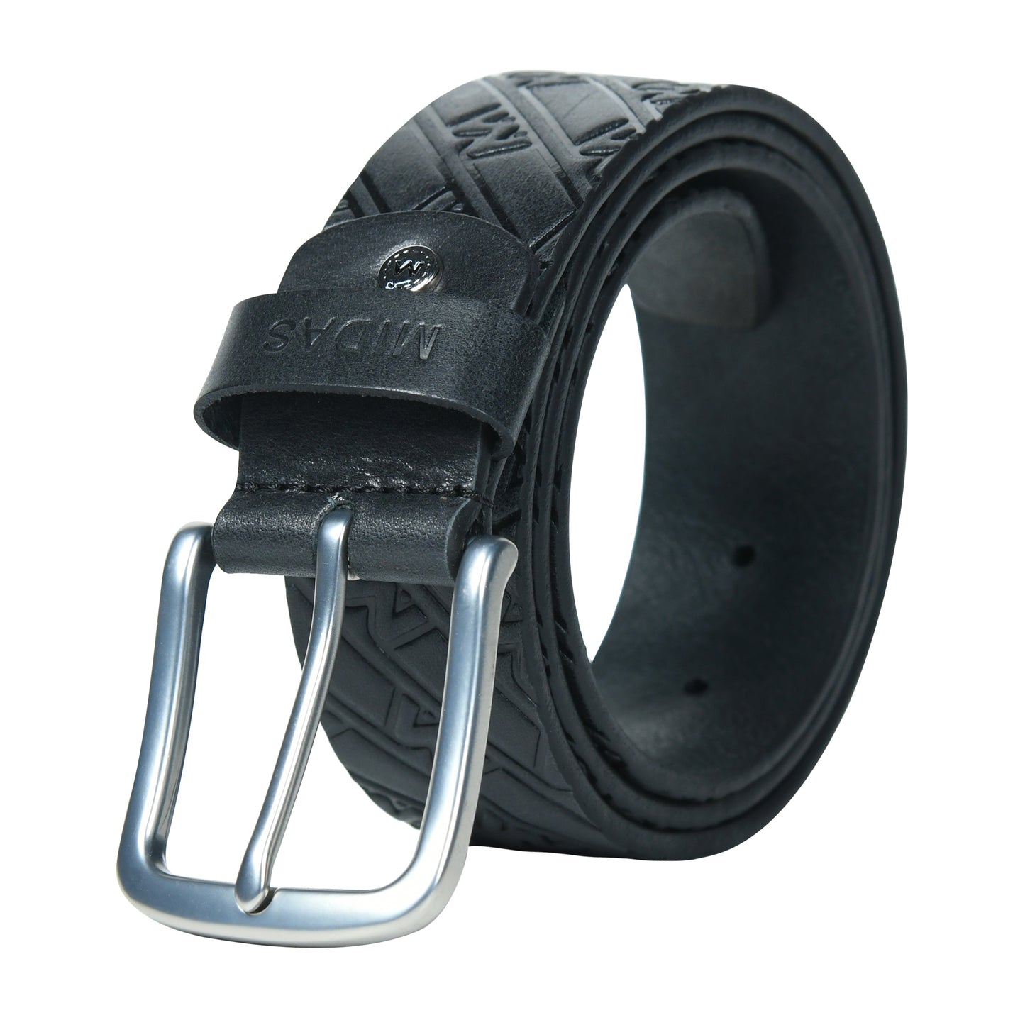 Midas Casual Belt with Signature M Pattern Emboss
