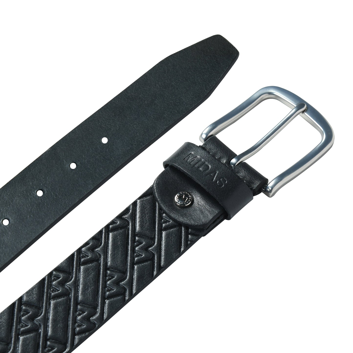 Midas Casual Belt with Signature M Pattern Emboss