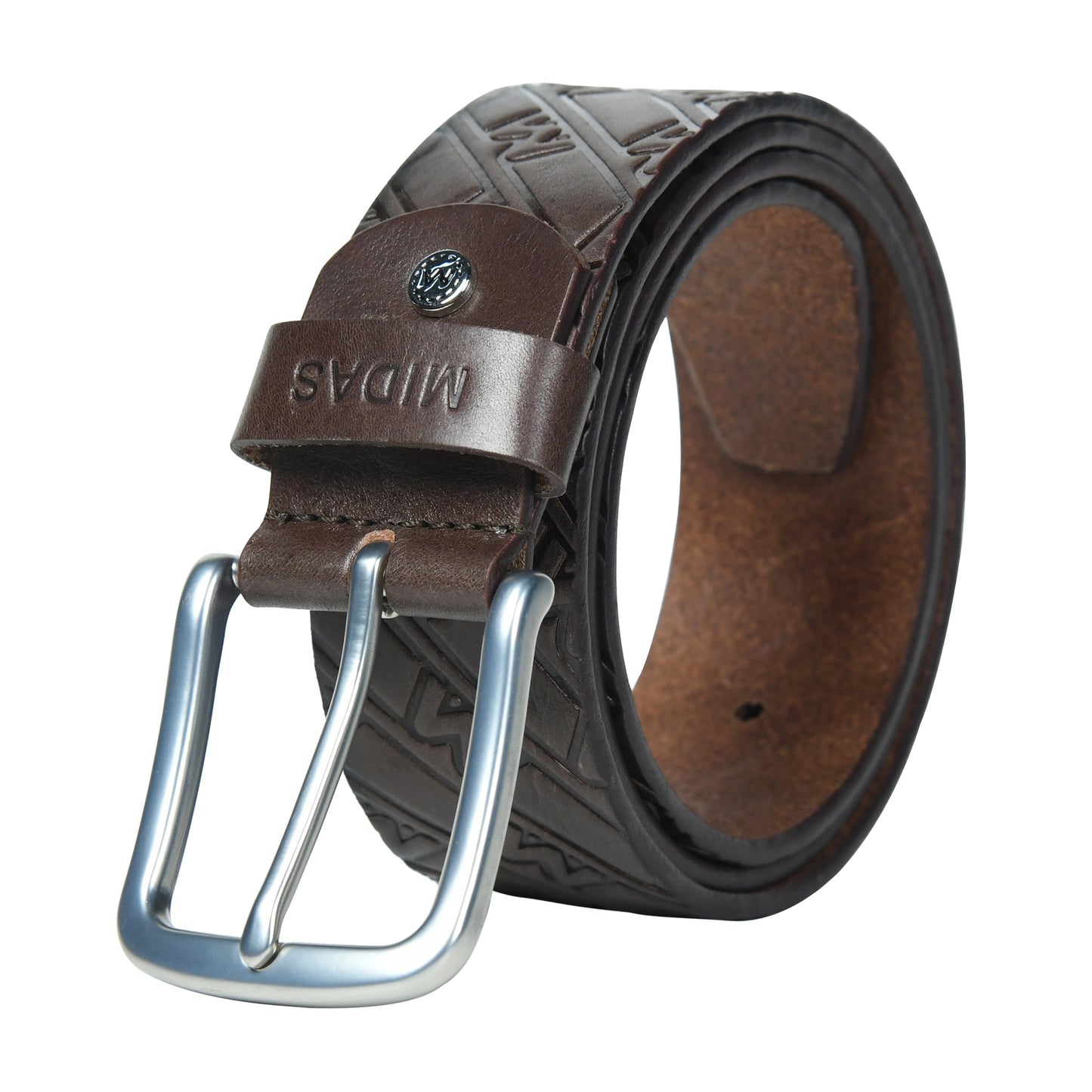 Midas Casual Belt with Signature M Pattern Emboss