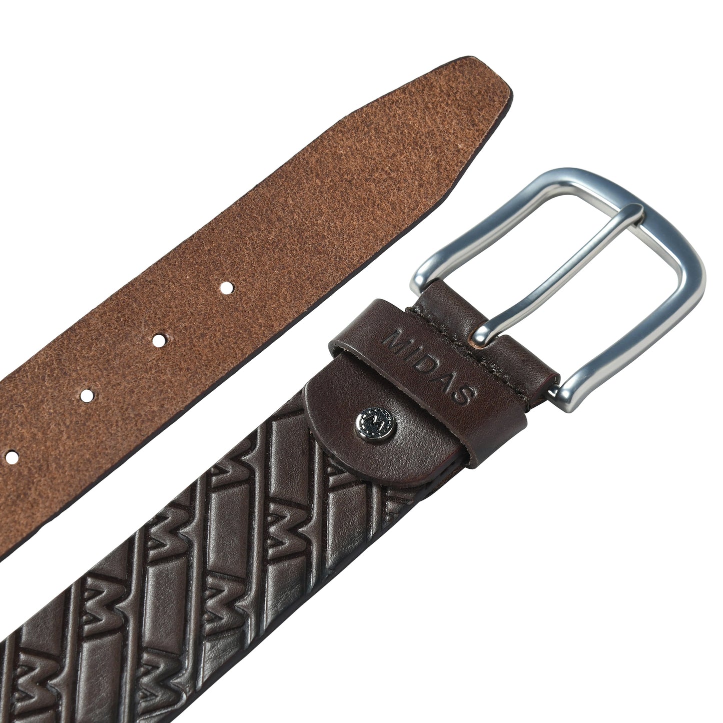 Midas Casual Belt with Signature M Pattern Emboss
