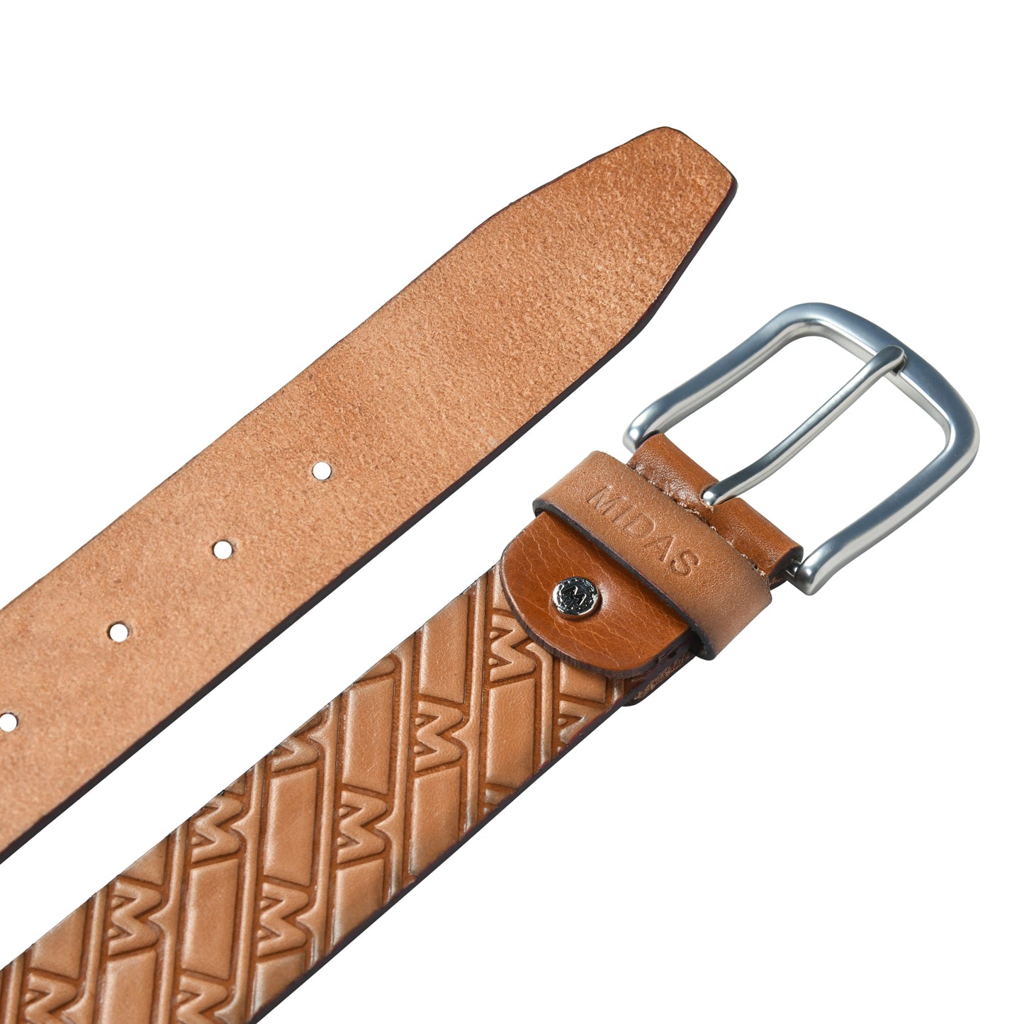 Midas Casual Belt with Signature M Pattern Emboss
