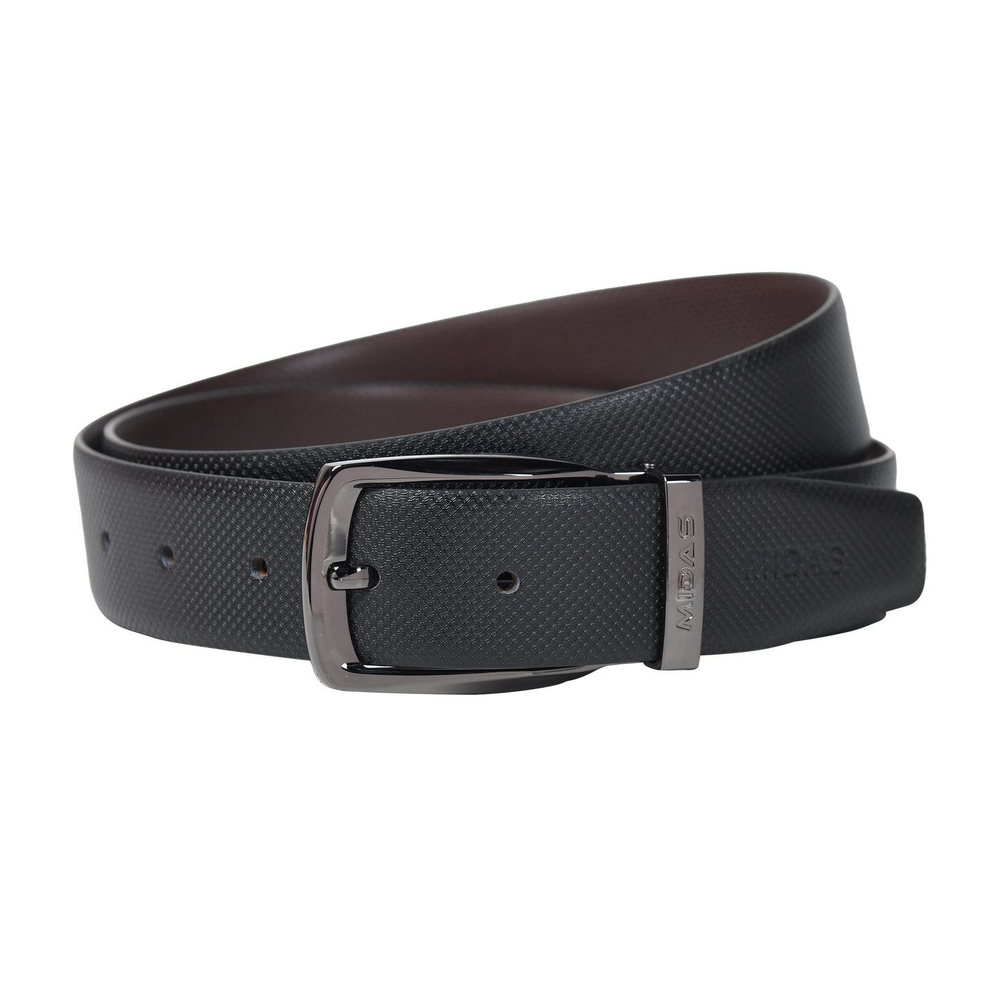 Midas Premium Reversible Leather Belt With Premium Buckle