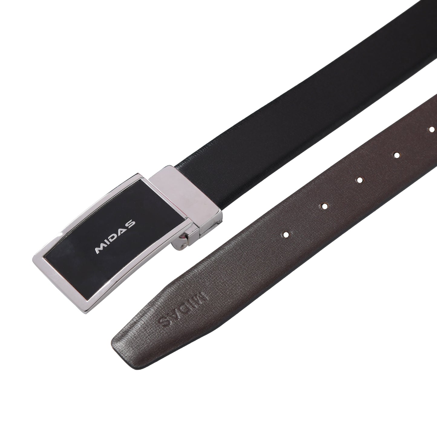 Midas Premium Reversible Leather Belt With Premium Buckle