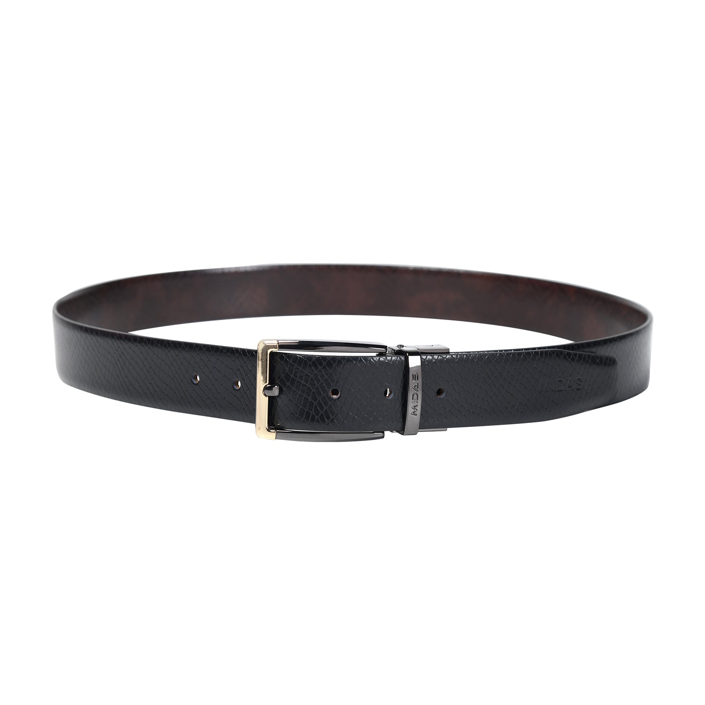 Midas Premium Reversible Leather Belt with Premium Buckle