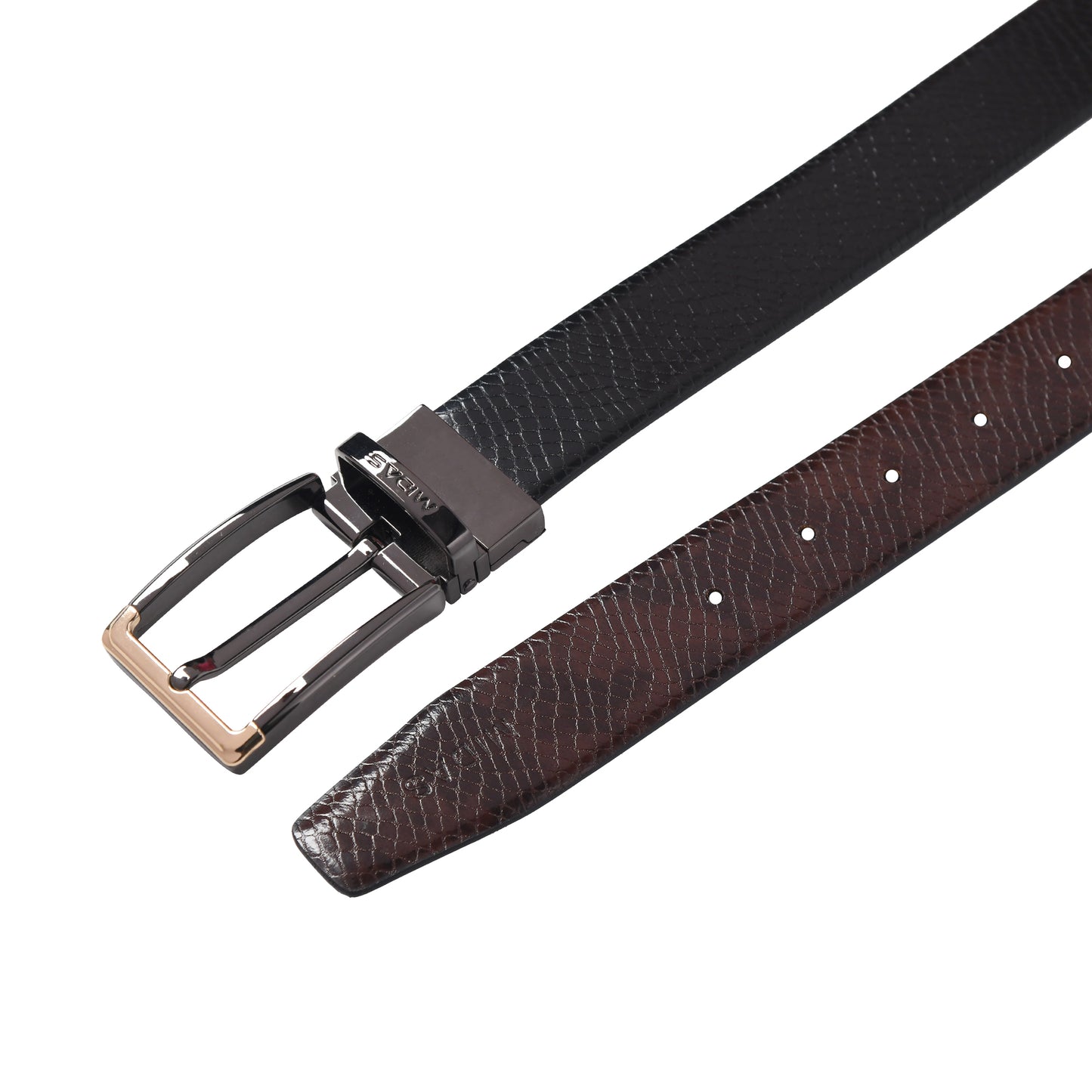 Midas Premium Reversible Leather Belt with Premium Buckle