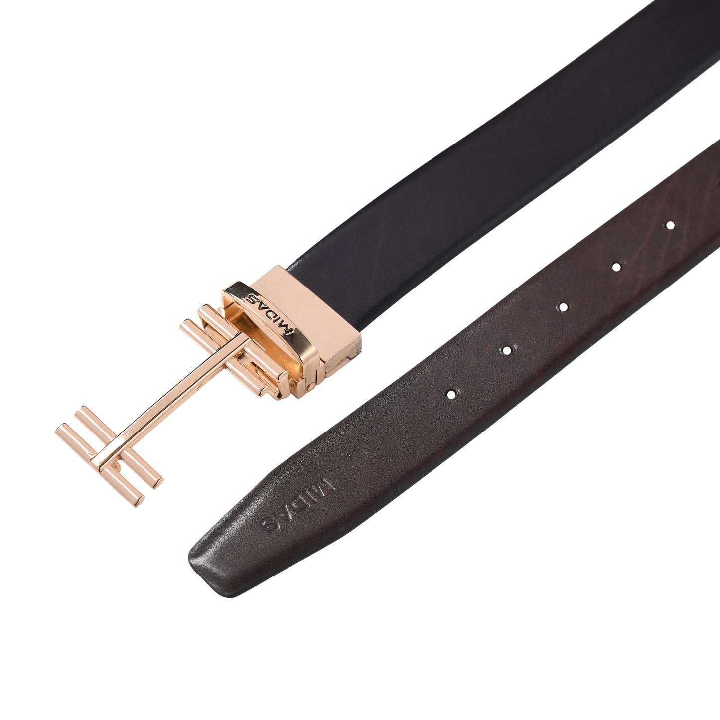 Midas Premium Reversible Leather Belt With Premium Buckle