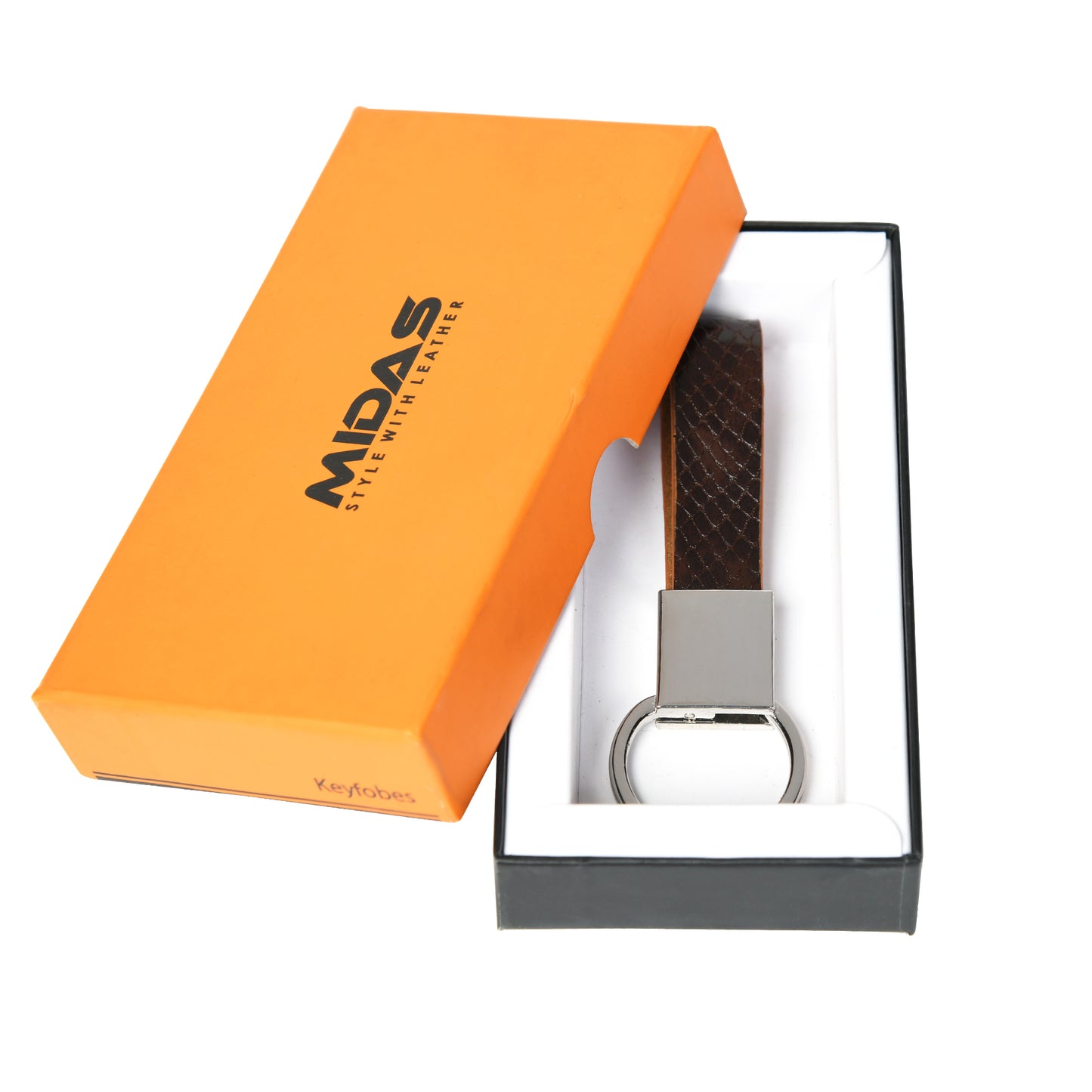 Premium Leather Key Ring Snake Pattern Design