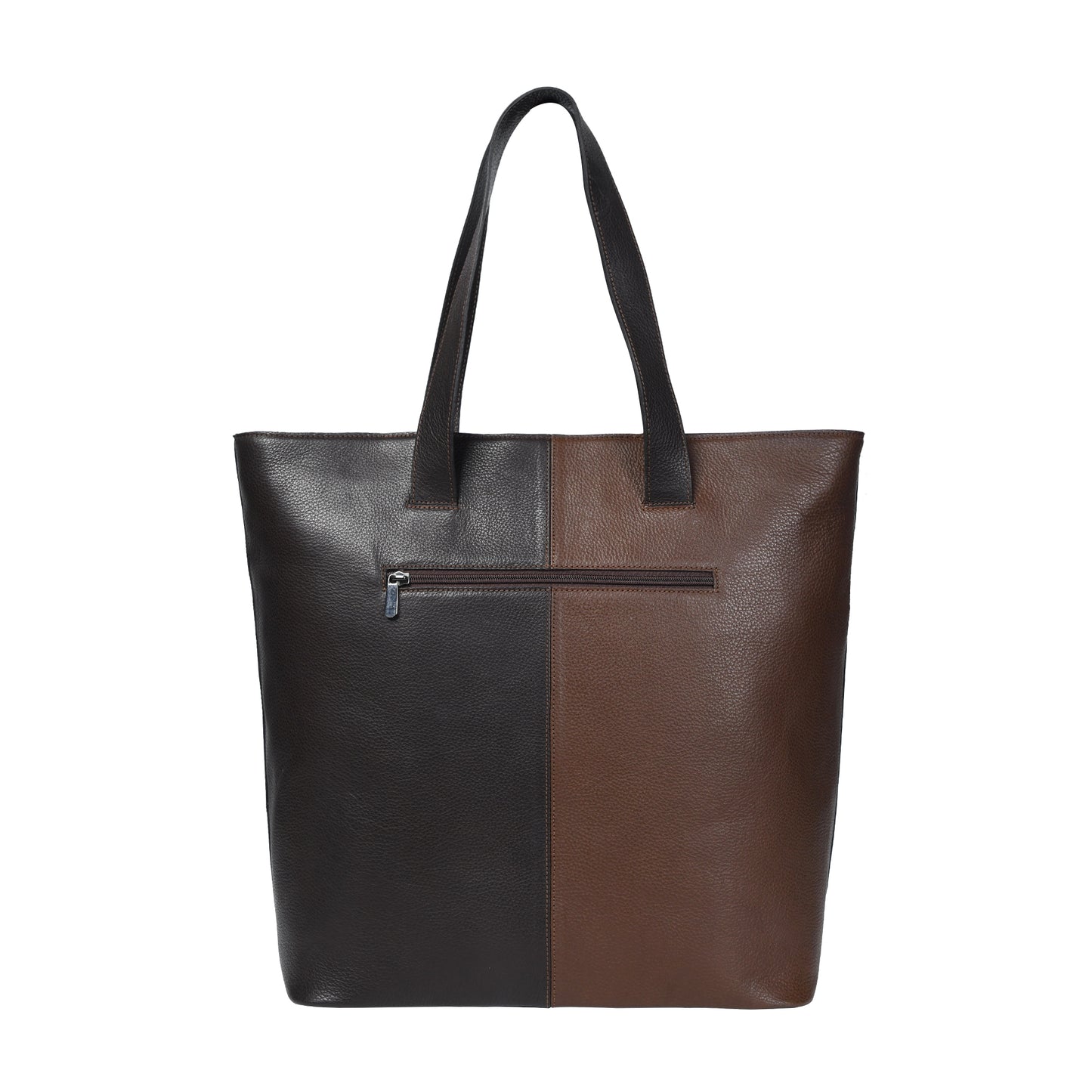 Dual-Tone Brown Women's Leather Tote Bag