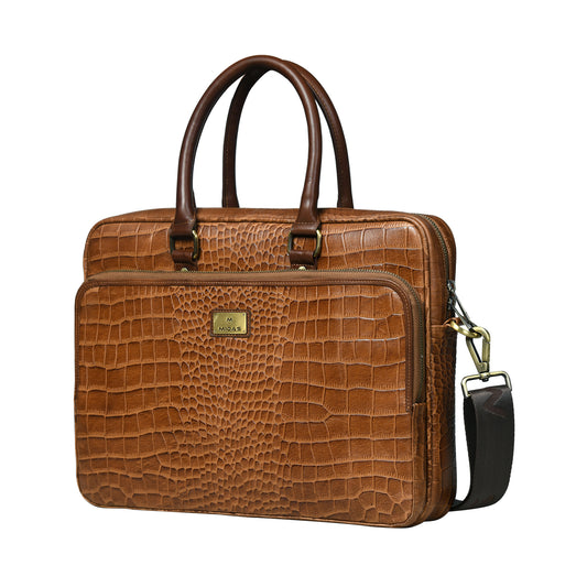 Croco Leather Laptop Bag