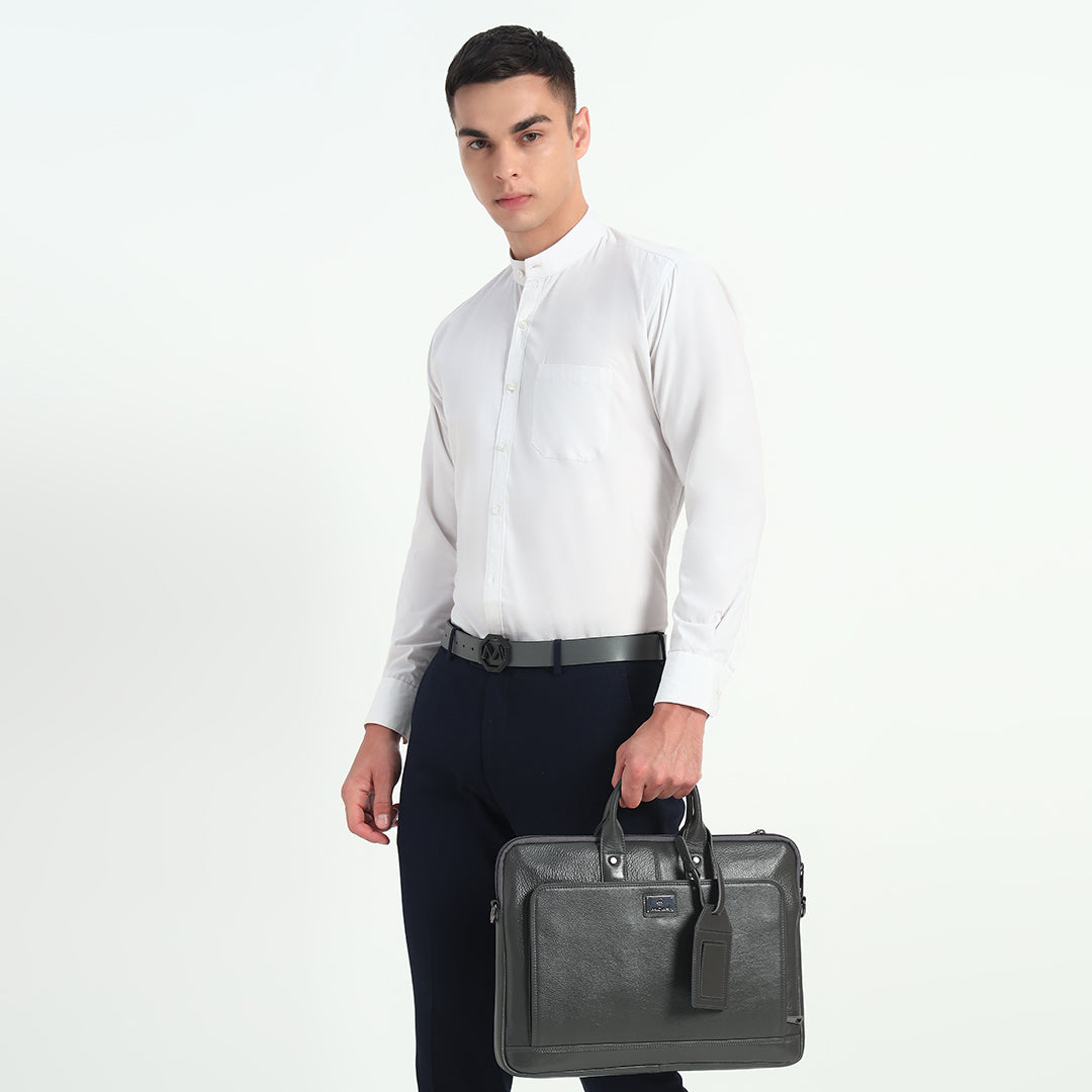 Midas Leather Slim Laptop Bag