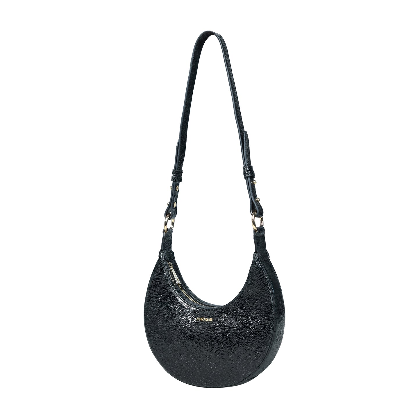 Women Leather Sling Bag - Sparkling black