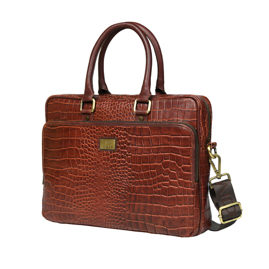 Croco Leather Laptop Bag