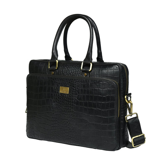 Croco Leather Laptop Bag