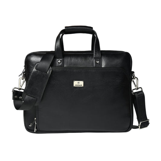 Men Double Partition Leather Laptop Bag
