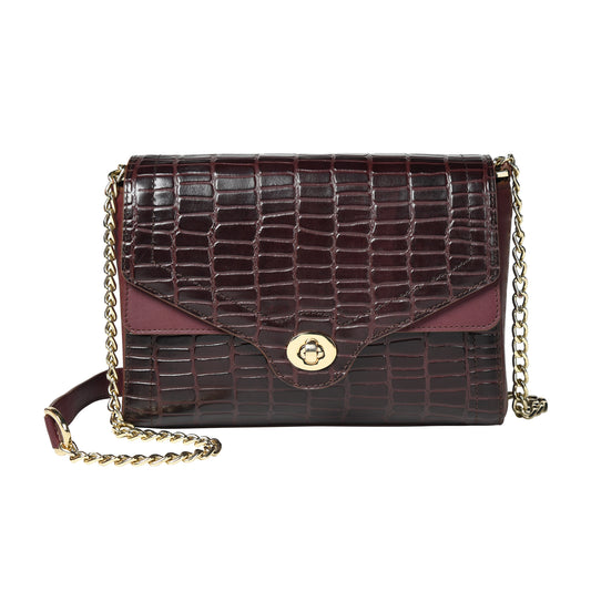 Women Crocodile Texture Leather Sling Bag