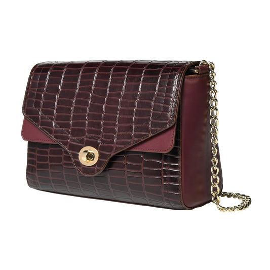 Women Crocodile Texture Leather Sling Bag