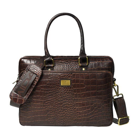 Croco Leather Laptop Bag