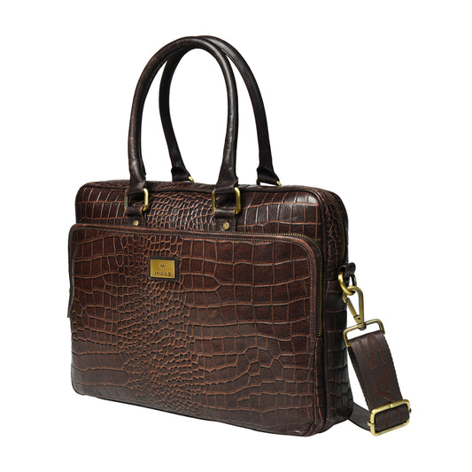 Croco Leather Laptop Bag
