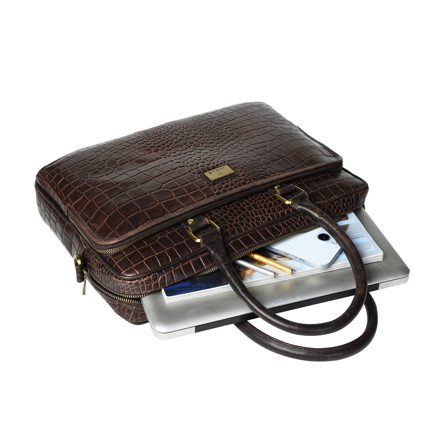 Croco Leather Laptop Bag