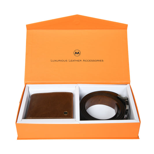 Men’s Belt & Wallet Premium Leather Combo Gift Pack