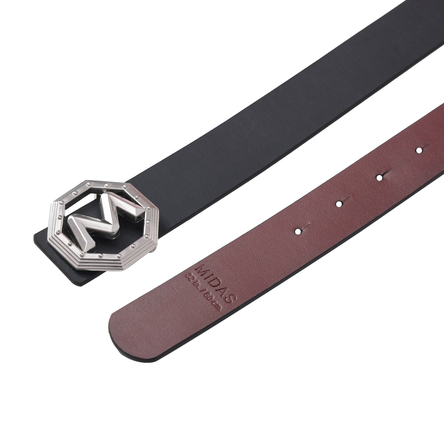 Face to Face Reversible Leather Belt with Midas Signature Buckle