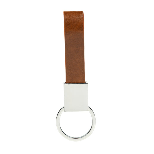 Premium Leather Key Ring with Fabric Pattern Design