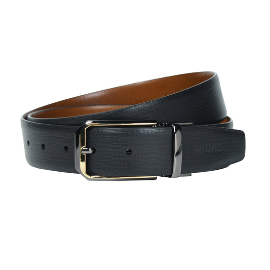 Midas Premium Reversible Leather Belt With Premium Buckle