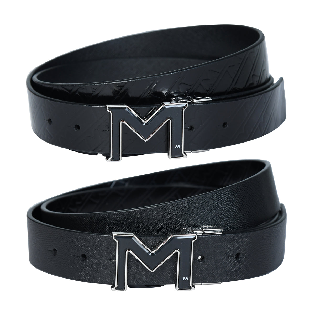 Premium Spanish Leather Belt for Men – Reversible Black & Brown - Black & Black