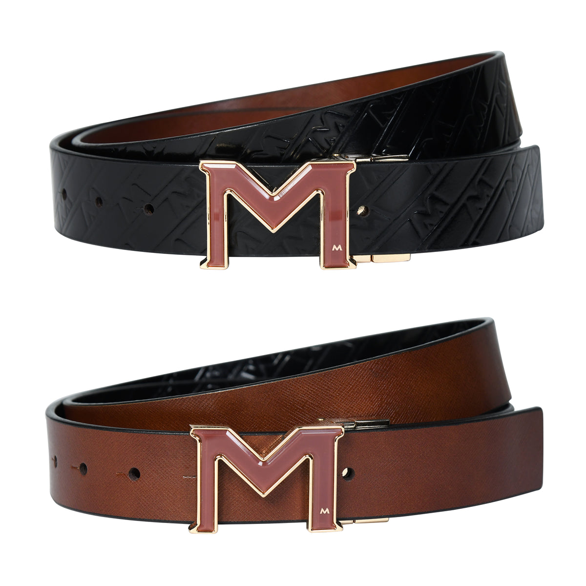 Premium Spanish Leather Belt for Men – Reversible Black & Brown - Black & Black