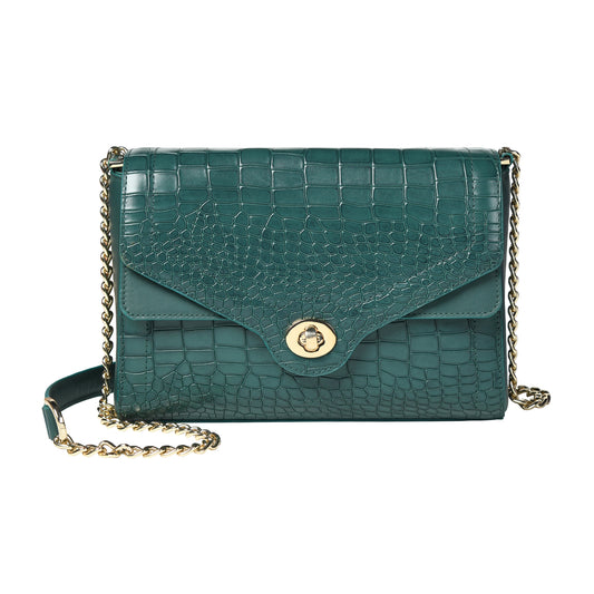 Women Crocodile Texture Leather Sling Bag