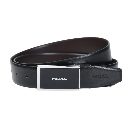 Midas Premium Reversible Leather Belt With Premium Buckle