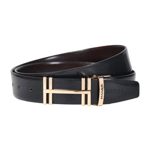 Midas Premium Reversible Leather Belt With Premium Buckle