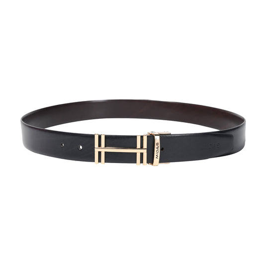 Midas Premium Reversible Leather Belt With Premium Buckle