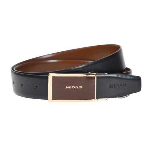Midas Premium Reversible Leather Belt With Premium Buckle