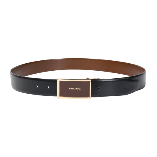 Midas Premium Reversible Leather Belt With Premium Buckle