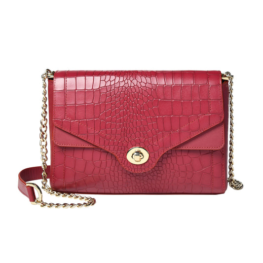 Women Crocodile Texture Leather Sling Bag